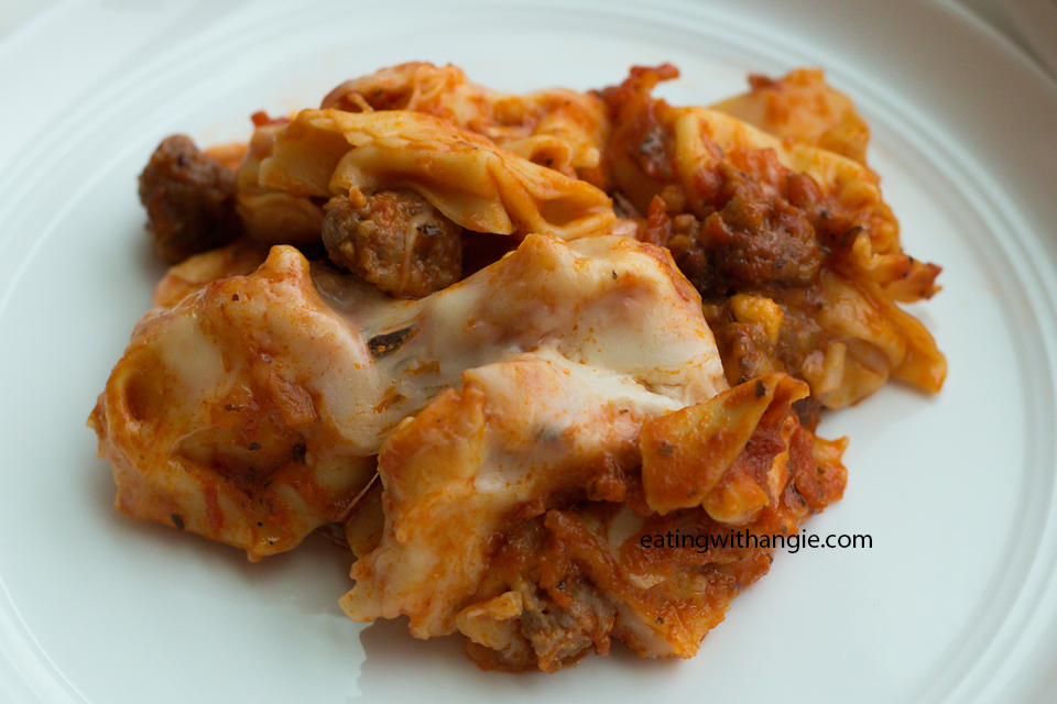 Baked Cheese Tortellini in Vodka Sauce by eatingwithangie.com